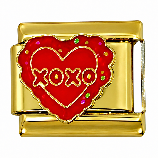 XOXO Heart Gold Italian Charm