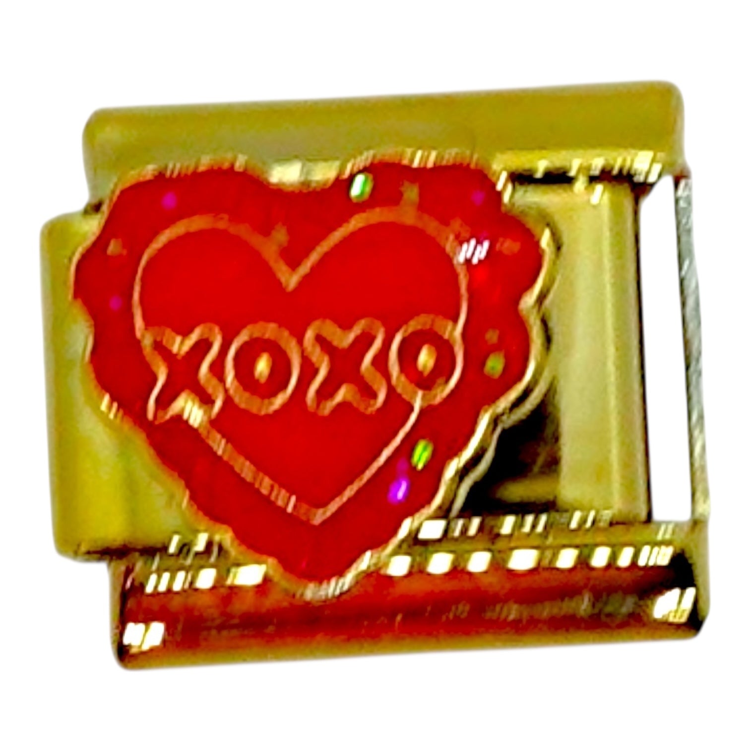 XOXO Heart Gold Italian Charm