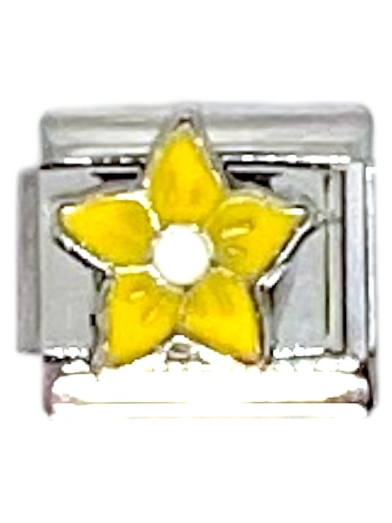 Yellow Flower Silver Italian Charm