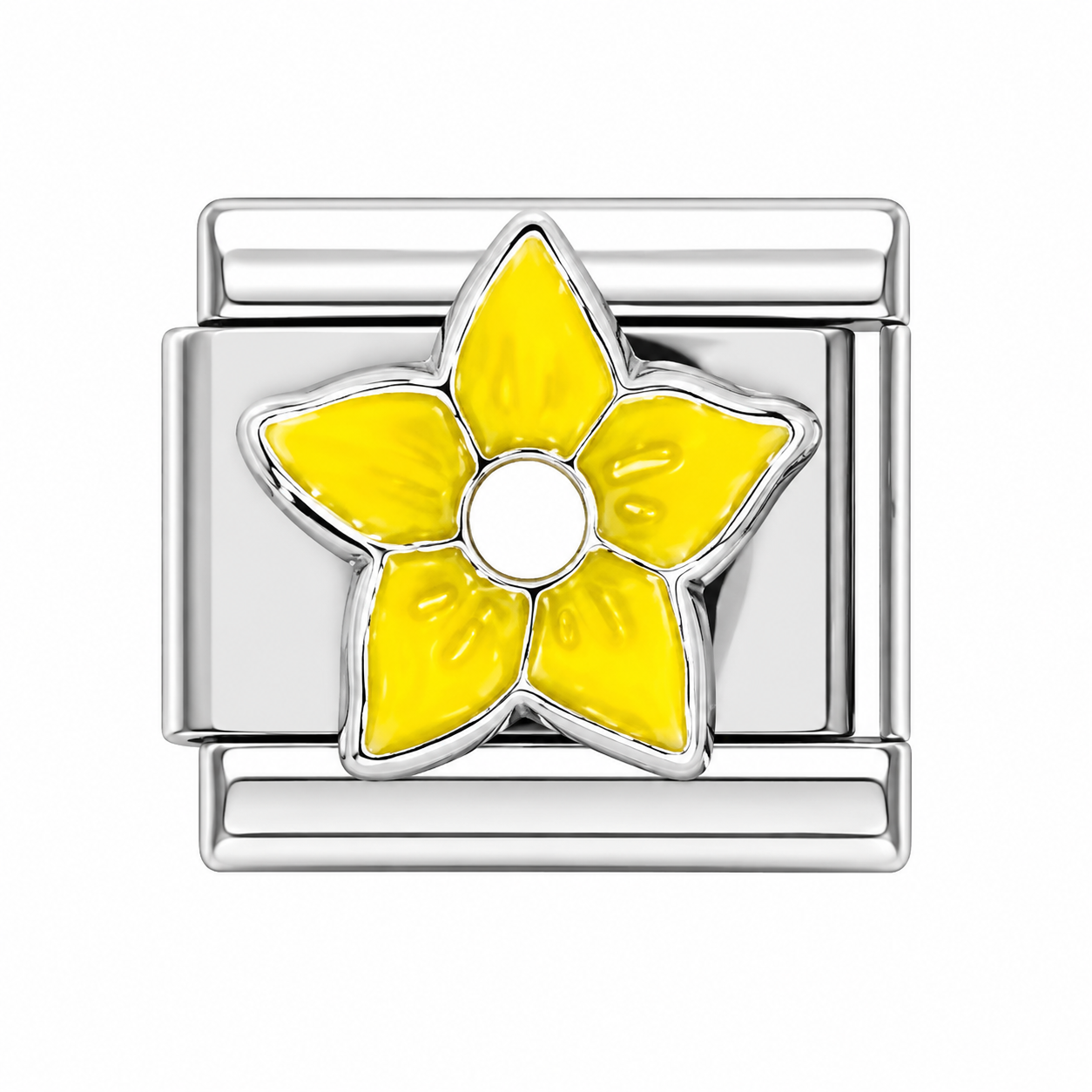 Yellow Flower Silver Italian Charm
