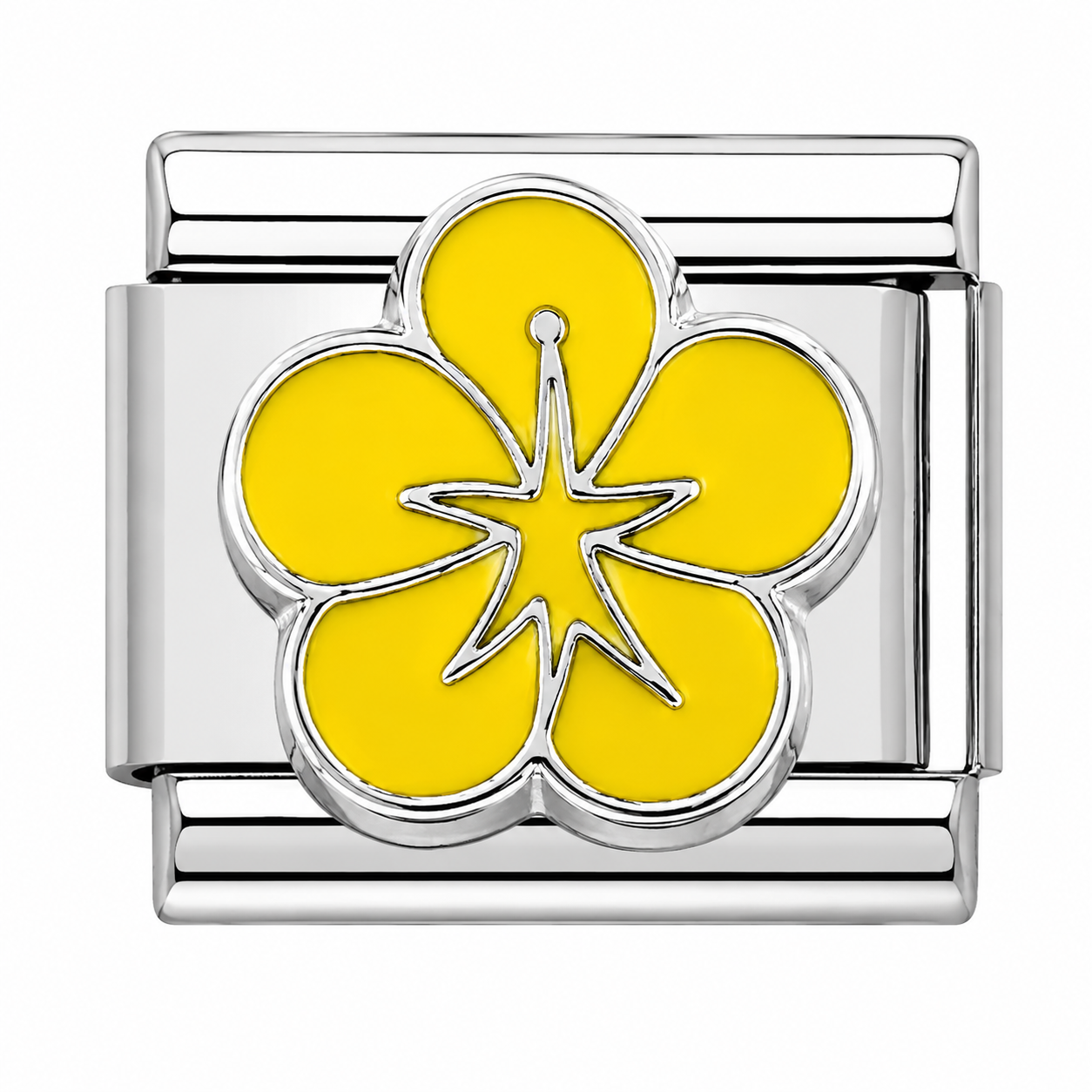 Yellow Flower Silver Italian Charm