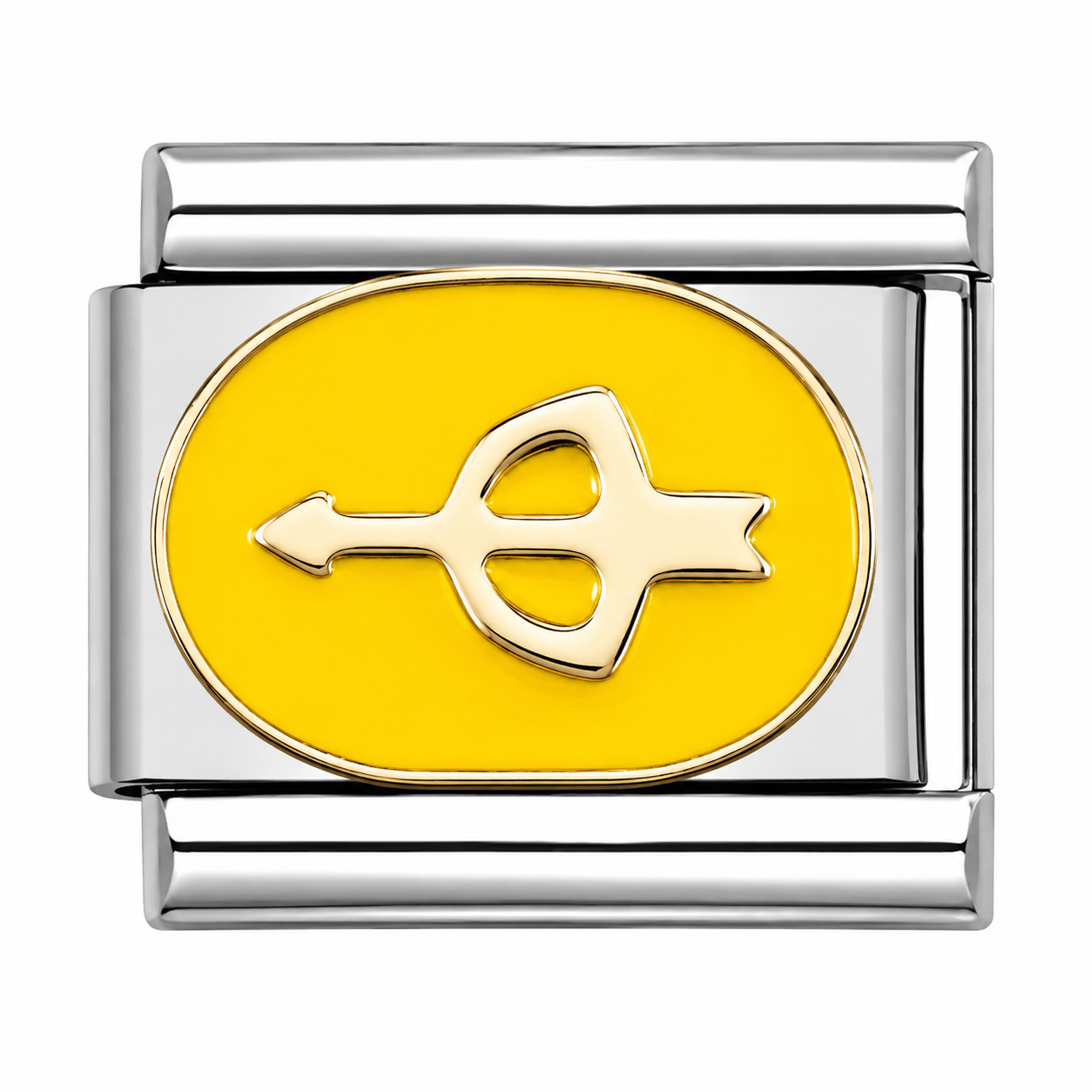 Yellow Oval Trident Silver Italian Charm