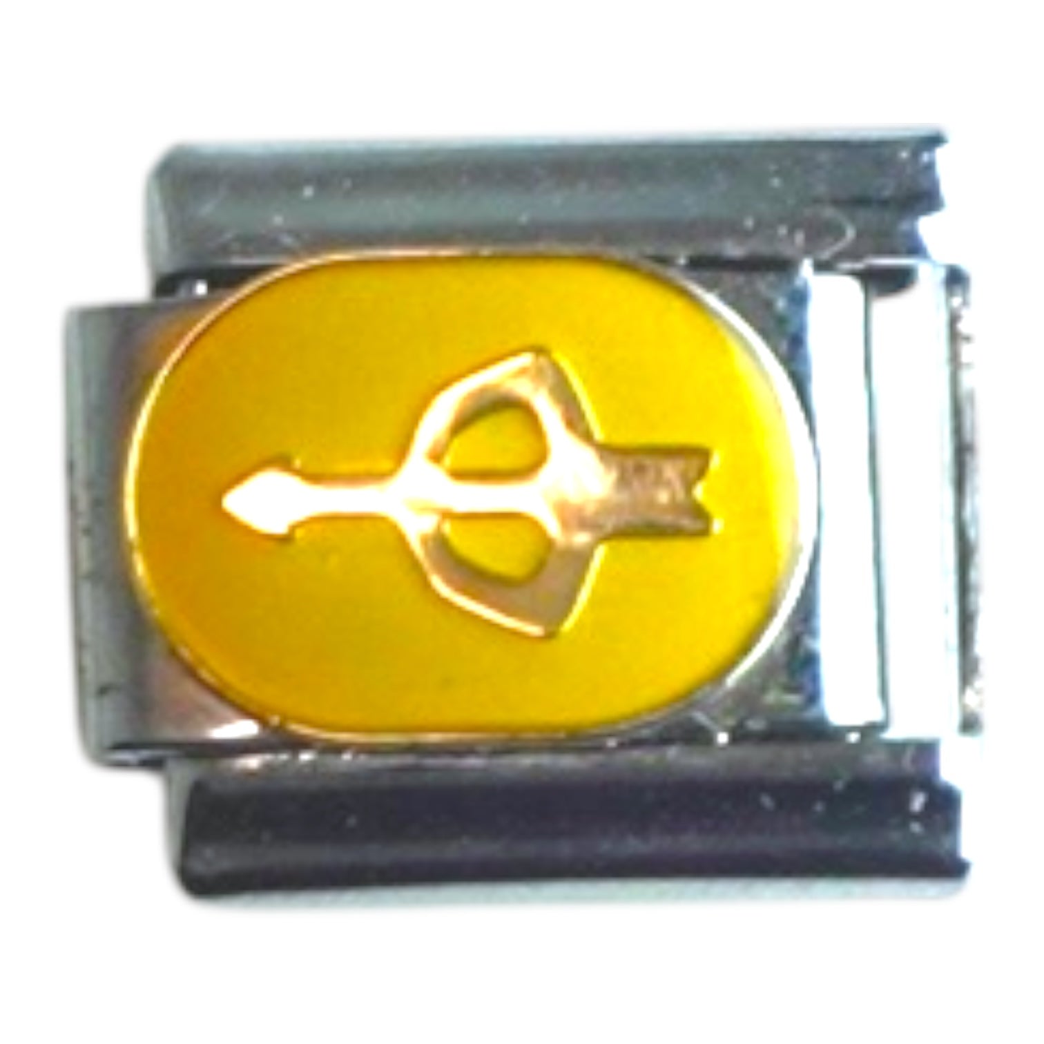 Yellow Oval Trident Silver Italian Charm