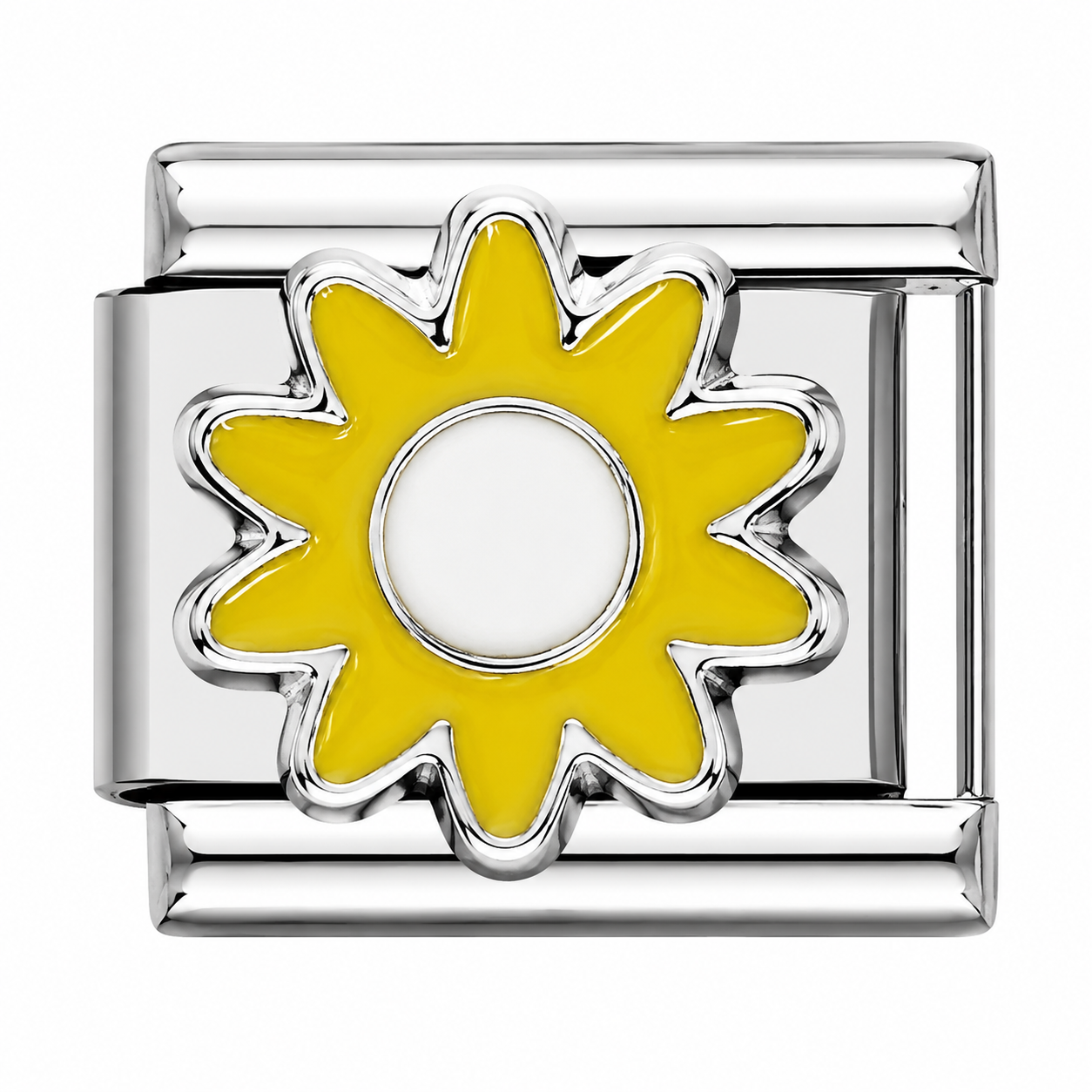 Yellow Sunflower Silver Italian Charm