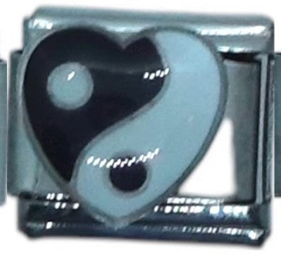 Yin Yang Heart Italian Charm