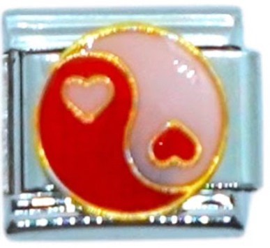Yin Yang Hearts Italian Charm