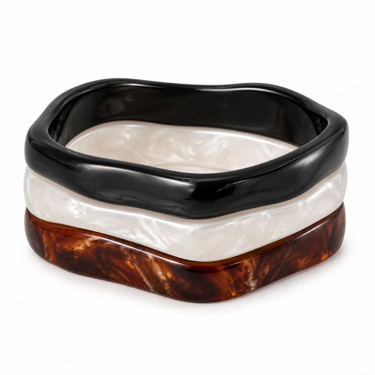 Chunky Multi Tone Marble Effect Bangle Bracelet