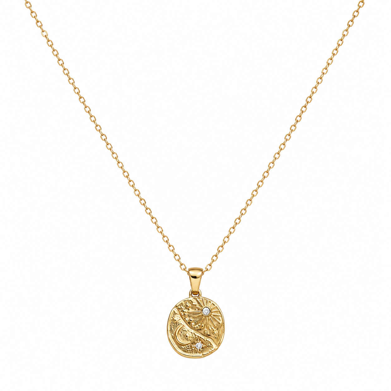 Celestial Sun & Moon Gold-Tone Pendant Necklace