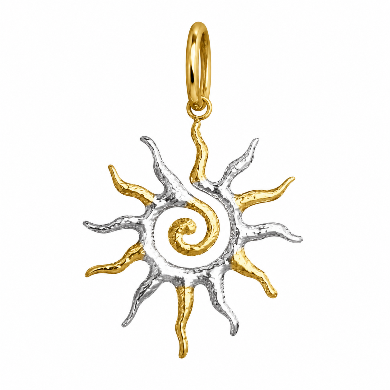 Two-Tone Spiral Sunburst Hoop Earring