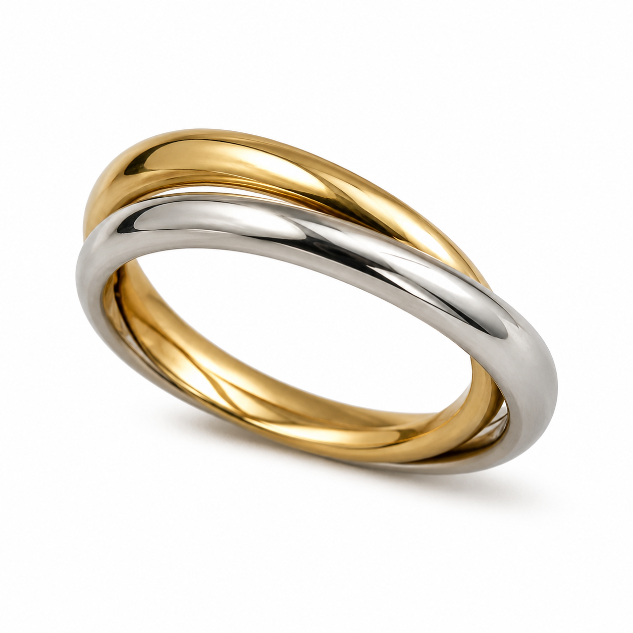 Two Tone Crossover Band Ring