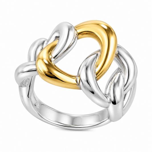 Two-Tone Interlocking Statement Ring