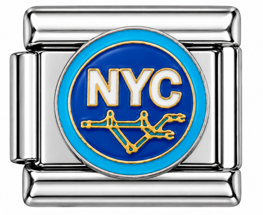 NYC City Map Silver Italian Charm