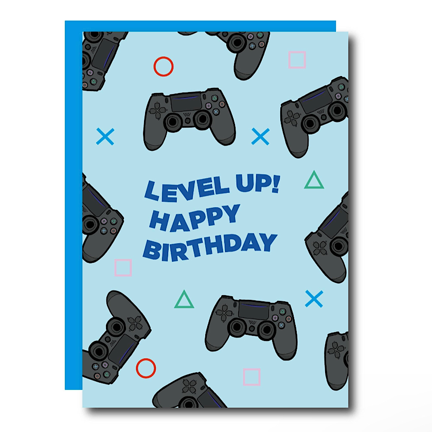 Level Up Gamer Birthday Card cutandcropped