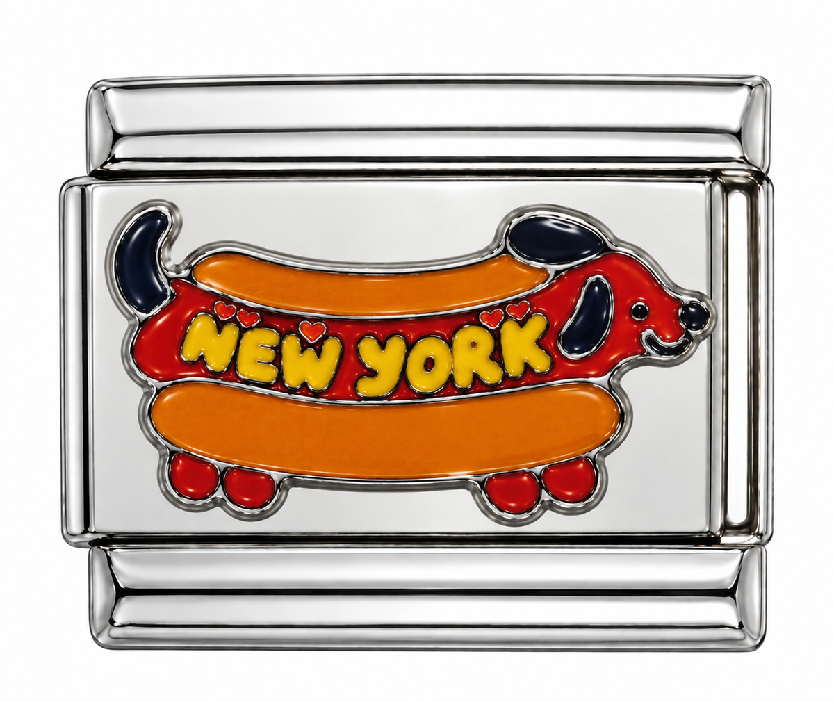 New York Hot Dog Dachshund Gold Italian Charm