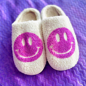 Fuzzy Soho Happy Face Slippers