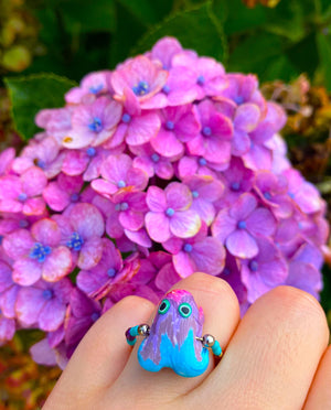 Frog Beaded Clay Rings