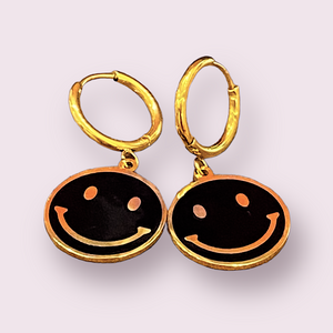 Soho Happy Face Huggie Earrings