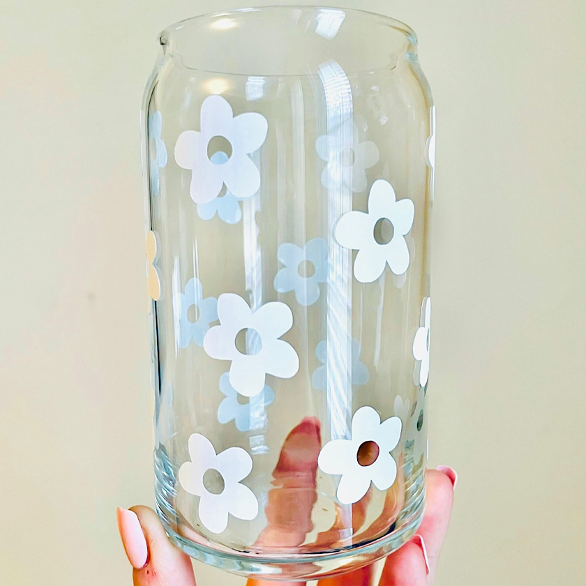 White Daisy Ice Coffee Cup