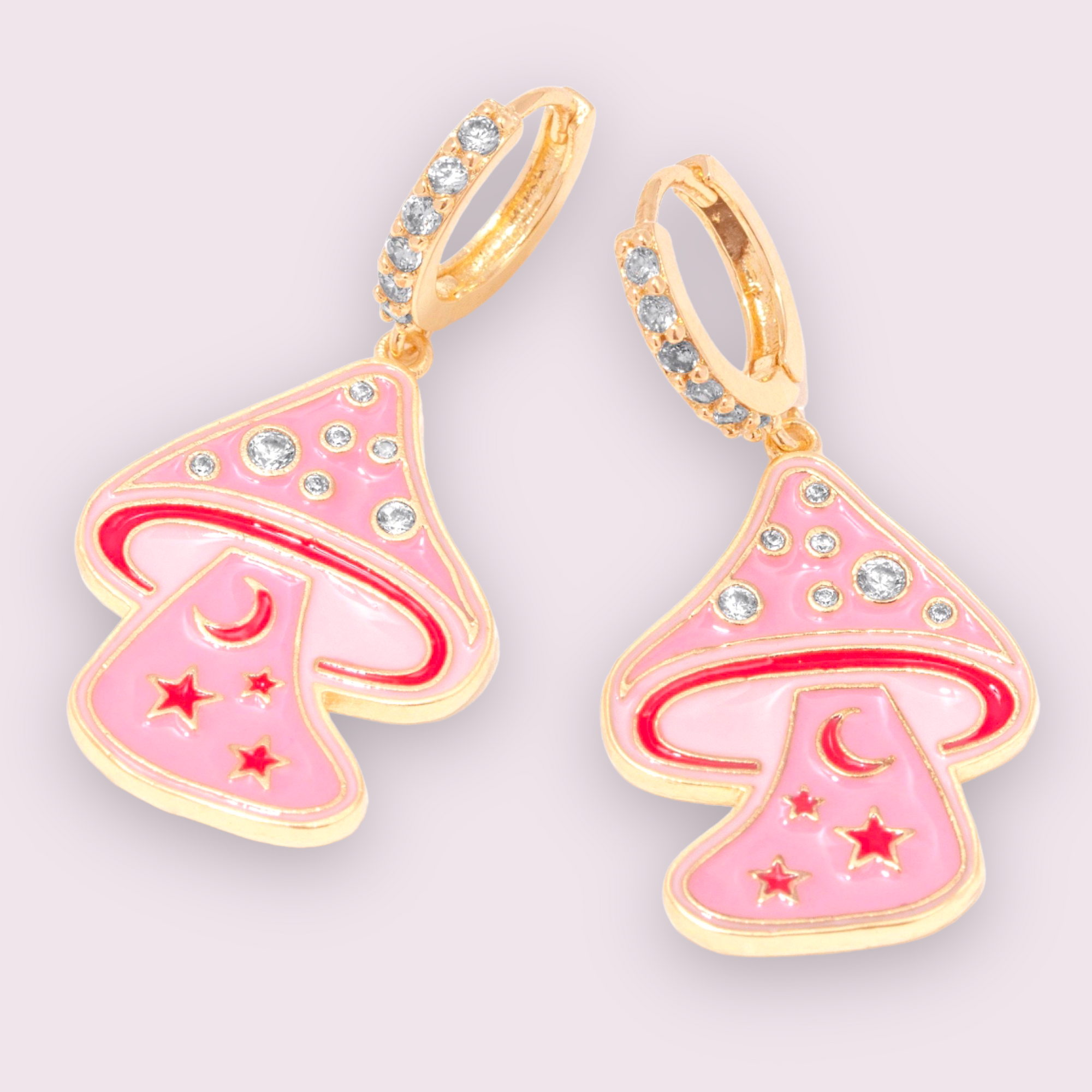 Mushroom Sparkle Huggies Earrings