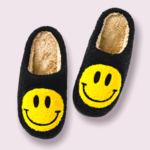 Fuzzy Soho Happy Face Slippers