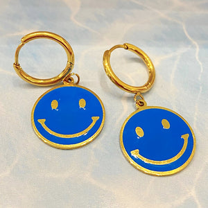 Soho Happy Face Huggie Earrings