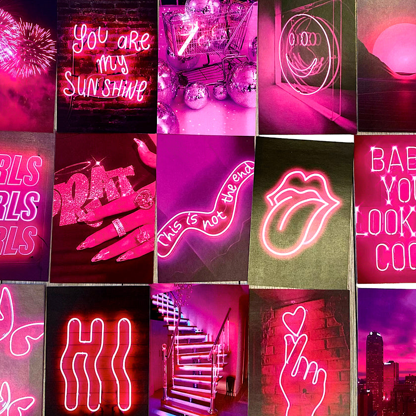 Neon Pink Aesthetic Collage Kit