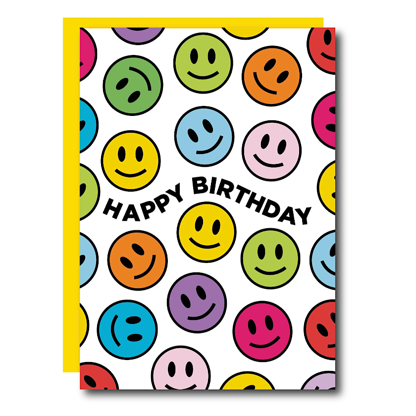 Rainbow Happy Face Birthday Card