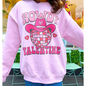 Howdy Valentine Retro Gradient Crewneck Sweatshirt