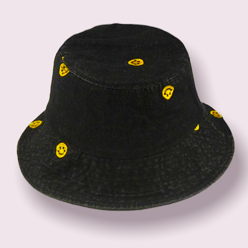 Denim Happy Face Bucket Hat