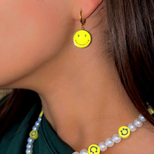 Soho Happy Face Huggie Earrings
