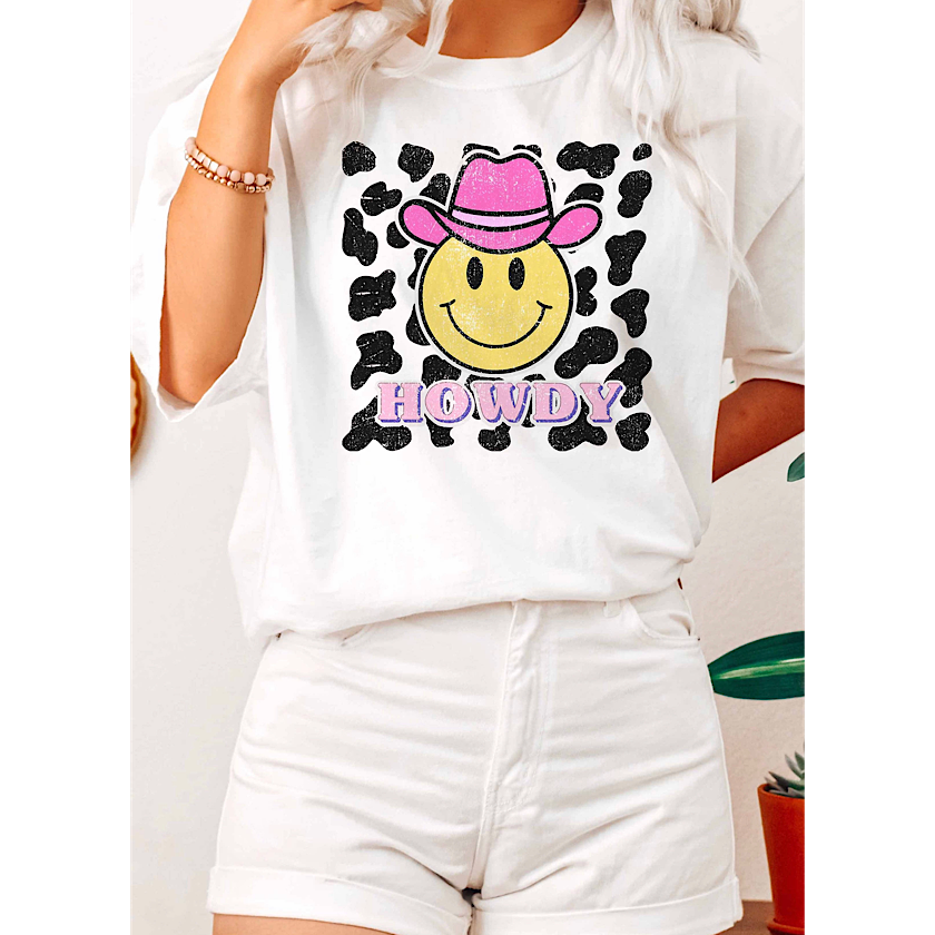 Howdy Cow Print Retro Gradient T-shirt